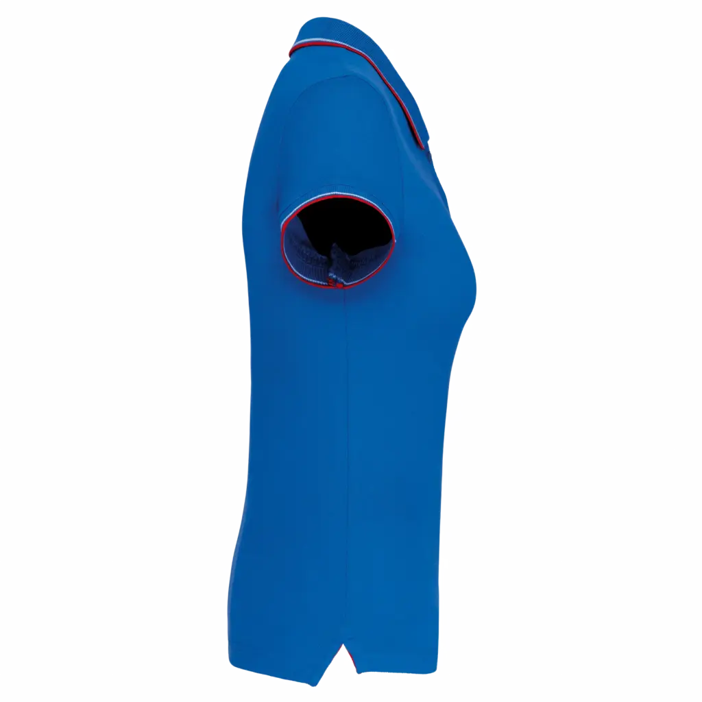 Damespolo korte mouwen, light royal blue / red / white — productfoto 105