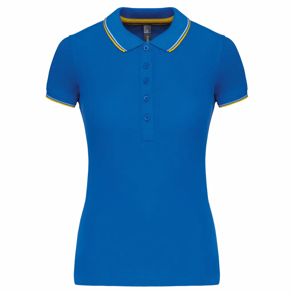 Damespolo korte mouwen, light royal blue/yellow/white — productfoto 122