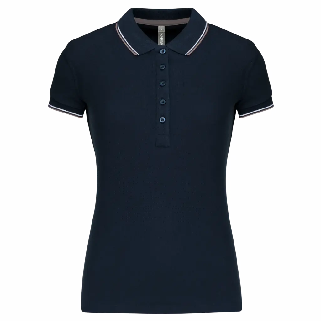 Damespolo korte mouwen, navy / light grey / white — productfoto 143