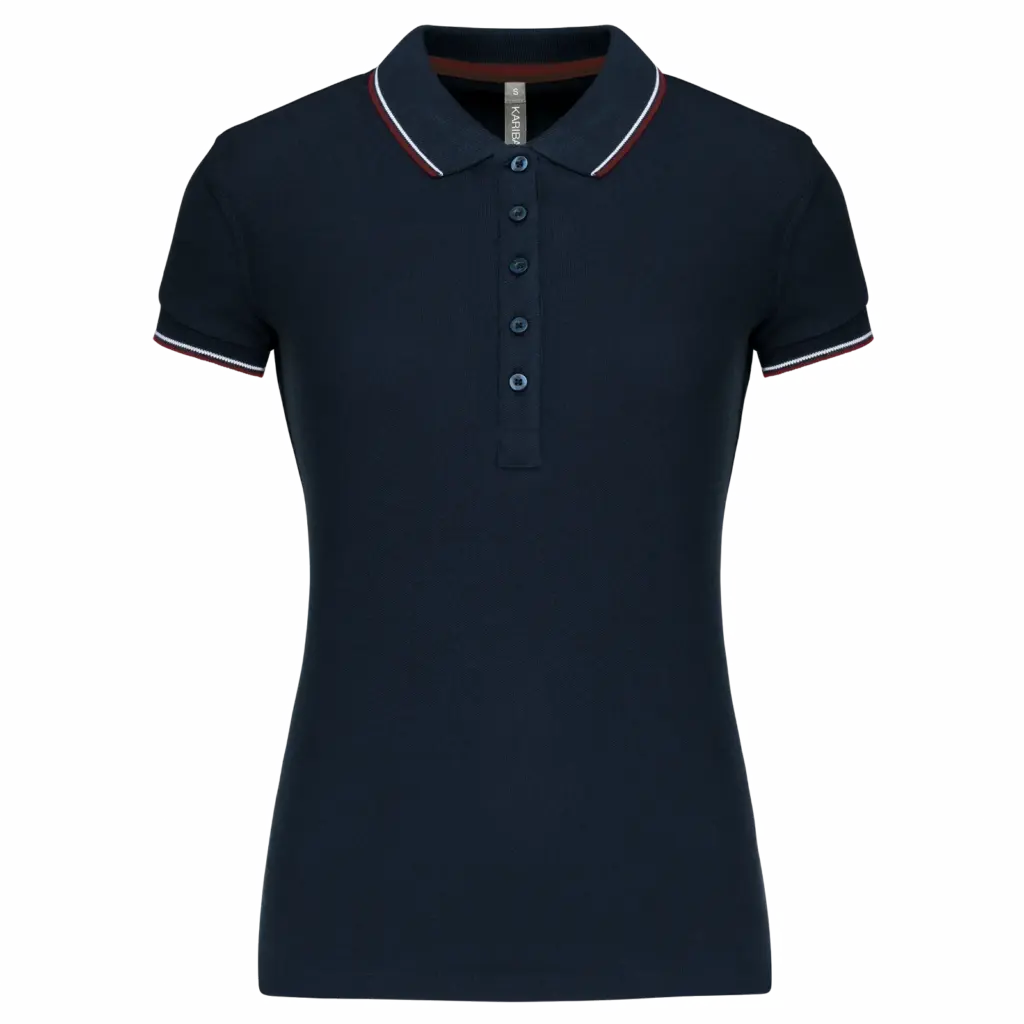 Damespolo korte mouwen, navy / wine / white — productfoto 170