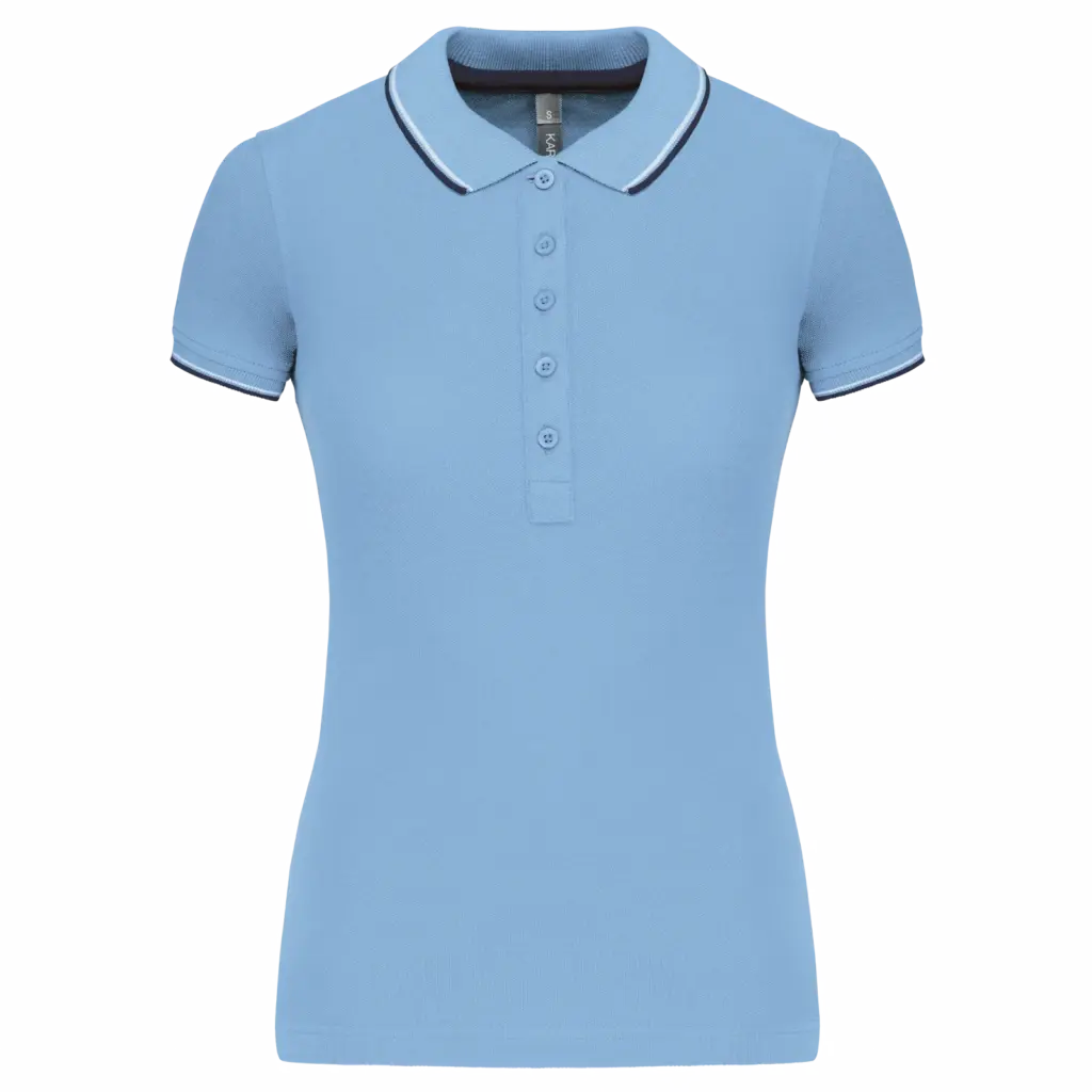 Damespolo korte mouwen, sky blue / navy / white — productfoto 224