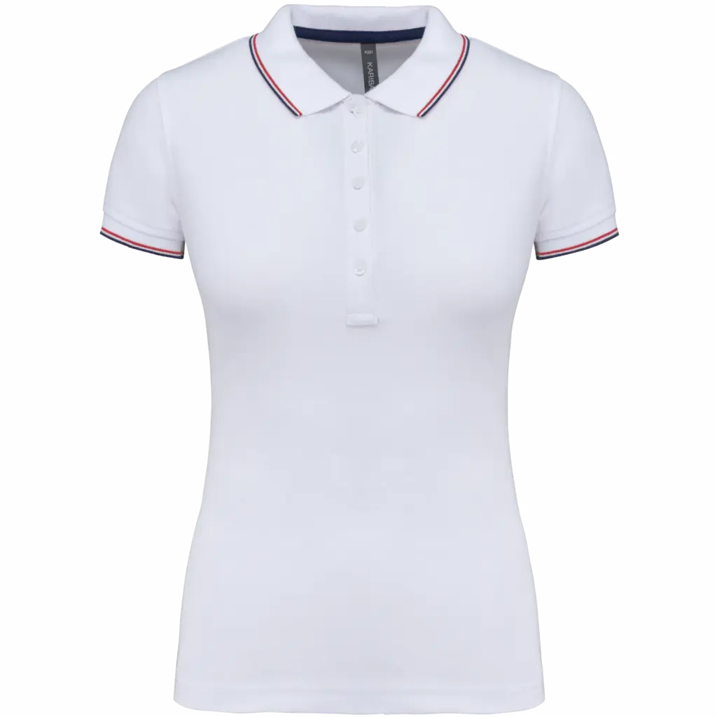 Damespolo korte mouwen, white / navy / red — productfoto 251