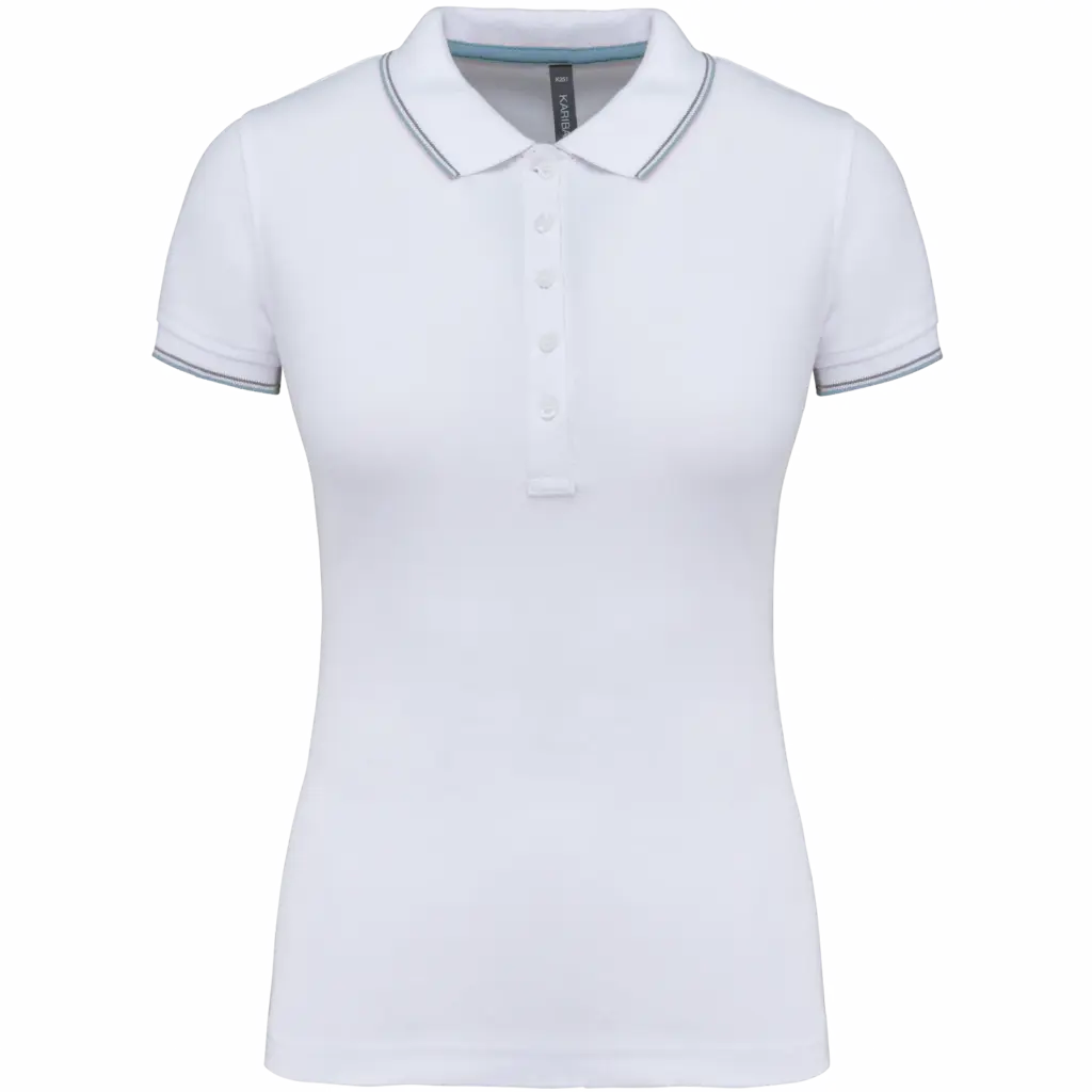 Damespolo korte mouwen, white / sky blue / light grey — productfoto 272