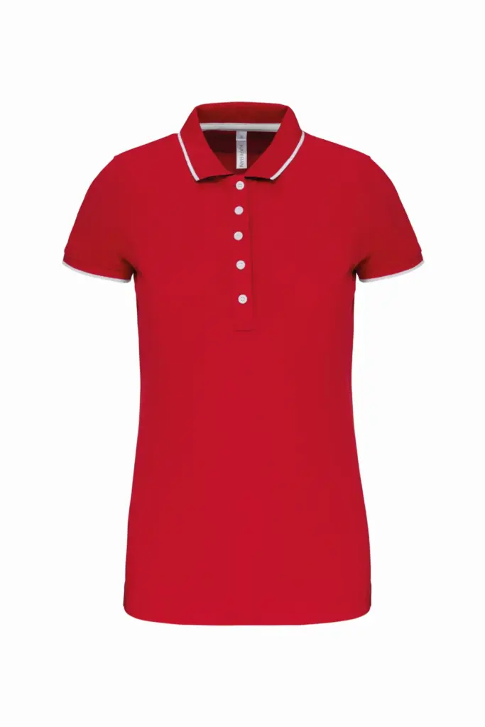 Damespolo korte mouwen, red / white / navy — productfoto 15