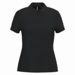 Piqué-damespolo korte mouwen, black — productfoto 10