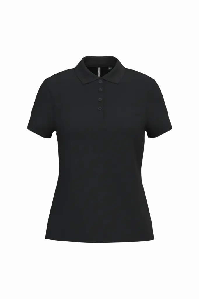 Piqué-damespolo korte mouwen, black — productfoto 10