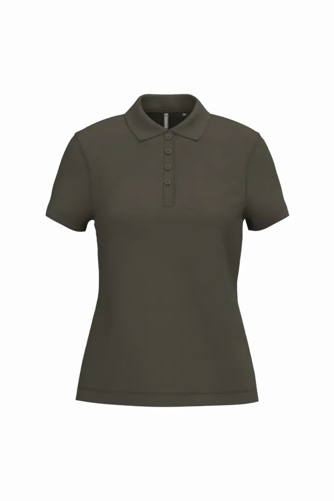 Piqué-damespolo korte mouwen, dark khaki — productfoto 19