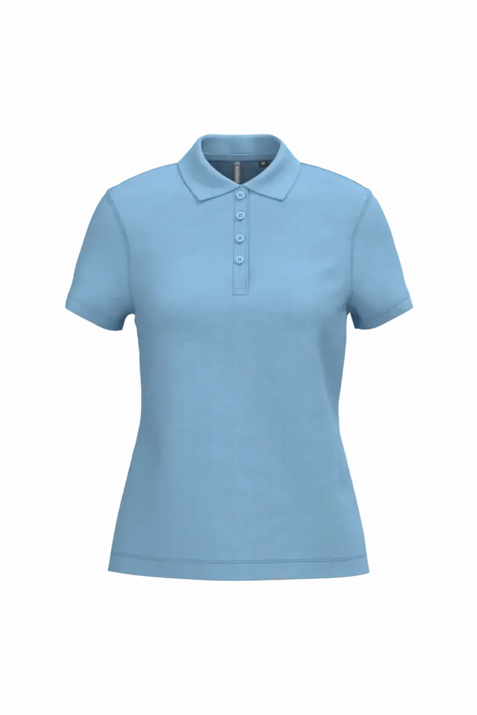 Piqué-damespolo korte mouwen, sky blue — productfoto 64