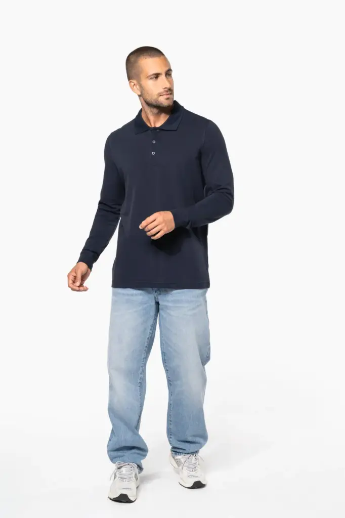 Piqué-herenpolo lange mouwen — productfoto 5