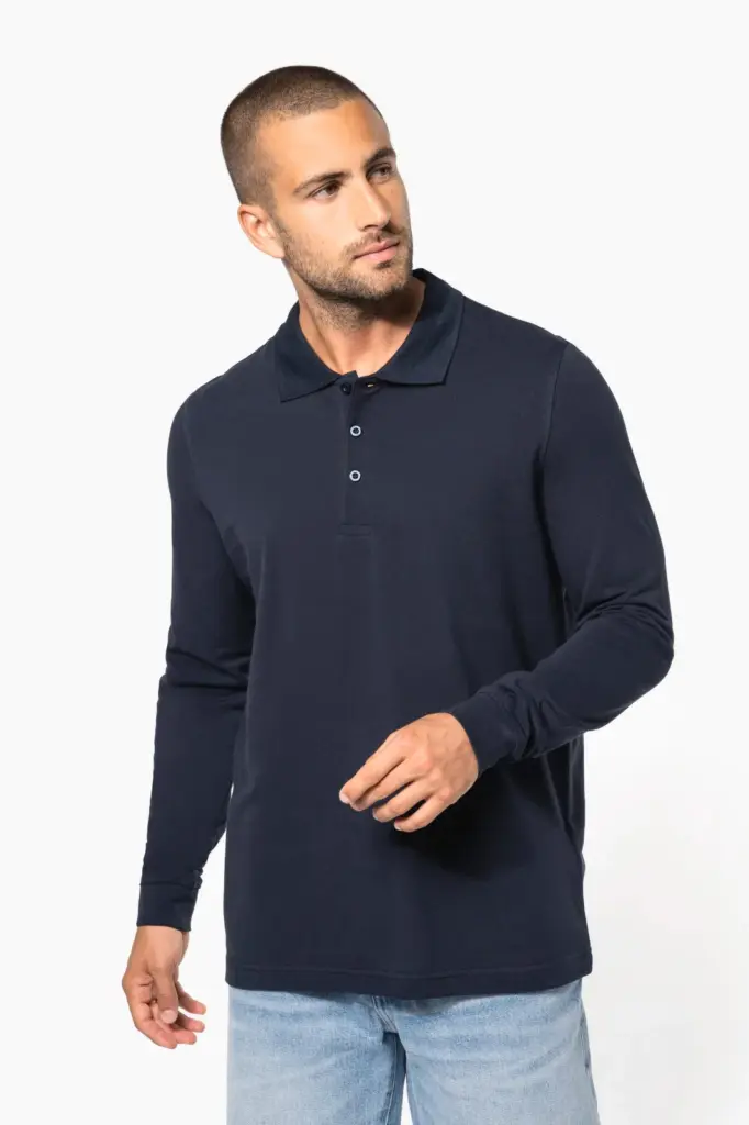Piqué-herenpolo lange mouwen — productfoto 6