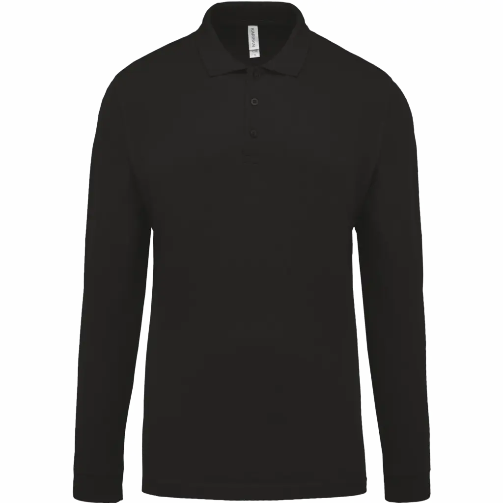 Piqué-herenpolo lange mouwen, black — productfoto 8