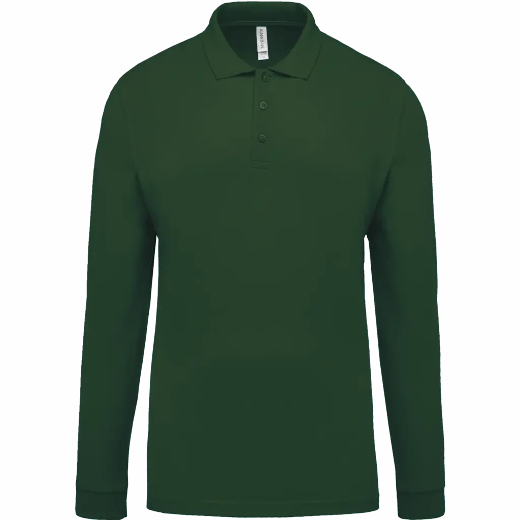 Piqué-herenpolo lange mouwen, forest green — productfoto 13