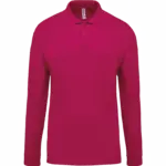 Piqué-herenpolo lange mouwen, fuchsia — productfoto 16