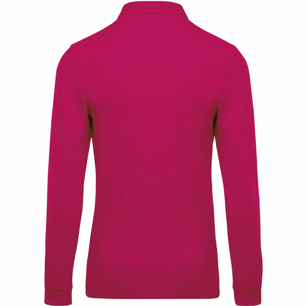 Piqué-herenpolo lange mouwen, fuchsia — productfoto 17