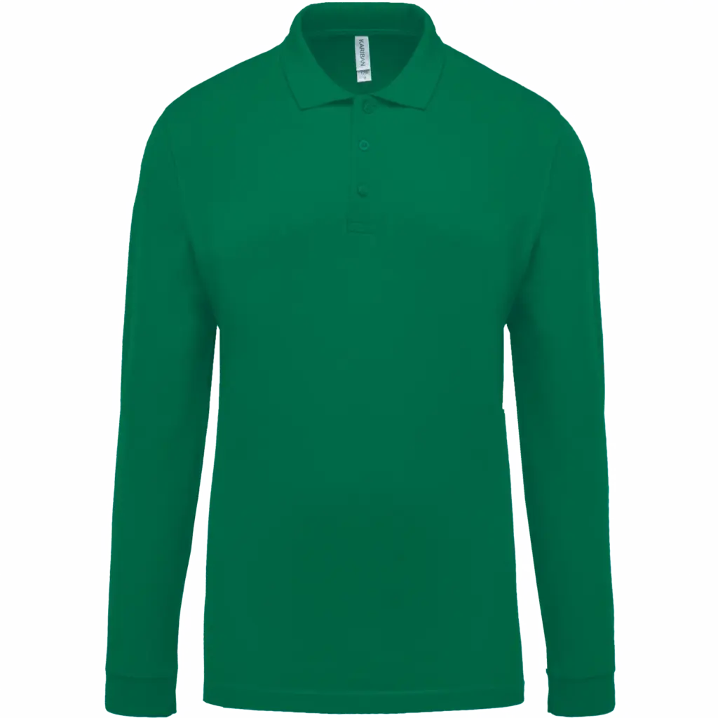 Piqué-herenpolo lange mouwen, kelly green — productfoto 19