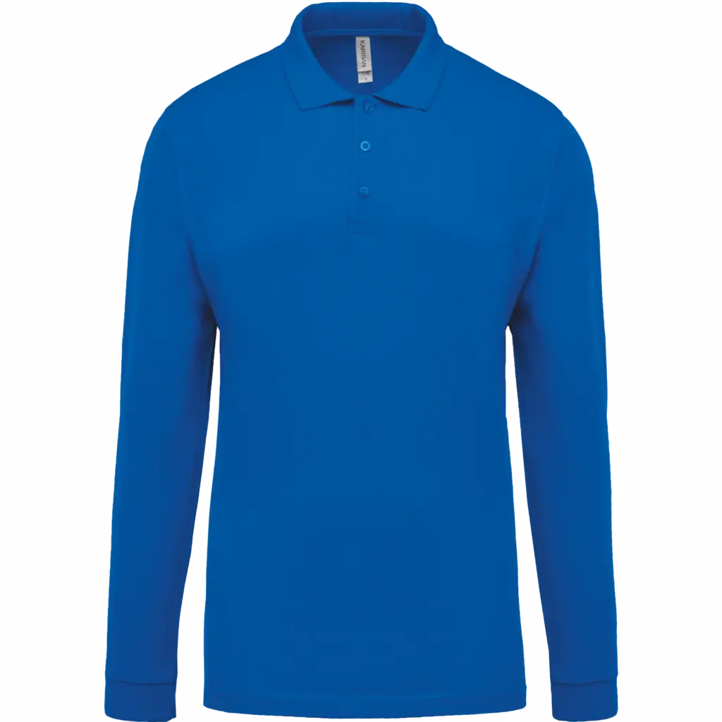 Piqué-herenpolo lange mouwen, light royal blue — productfoto 22