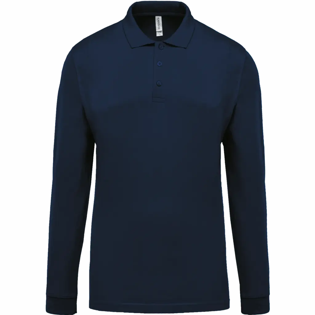 Piqué-herenpolo lange mouwen, navy — productfoto 25