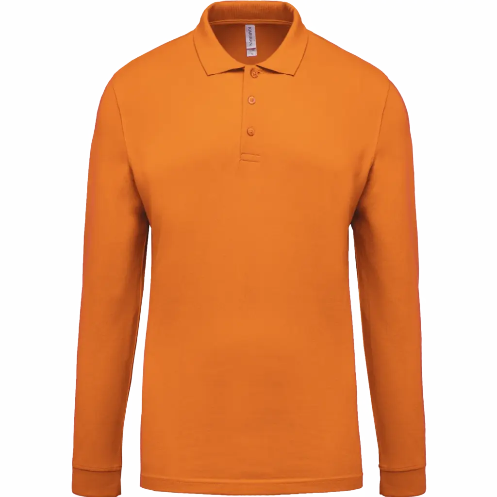 Piqué-herenpolo lange mouwen, orange — productfoto 28