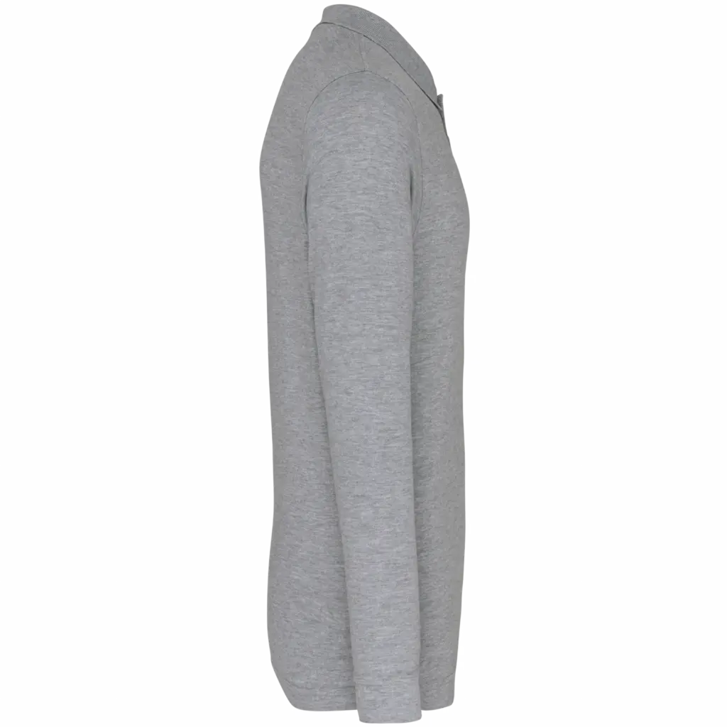 Piqué-herenpolo lange mouwen, oxford grey — productfoto 30