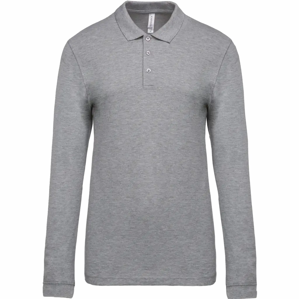 Piqué-herenpolo lange mouwen, oxford grey — productfoto 31