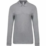 Piqué-herenpolo lange mouwen, oxford grey — productfoto 31