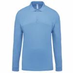 Piqué-herenpolo lange mouwen, sky blue — productfoto 37