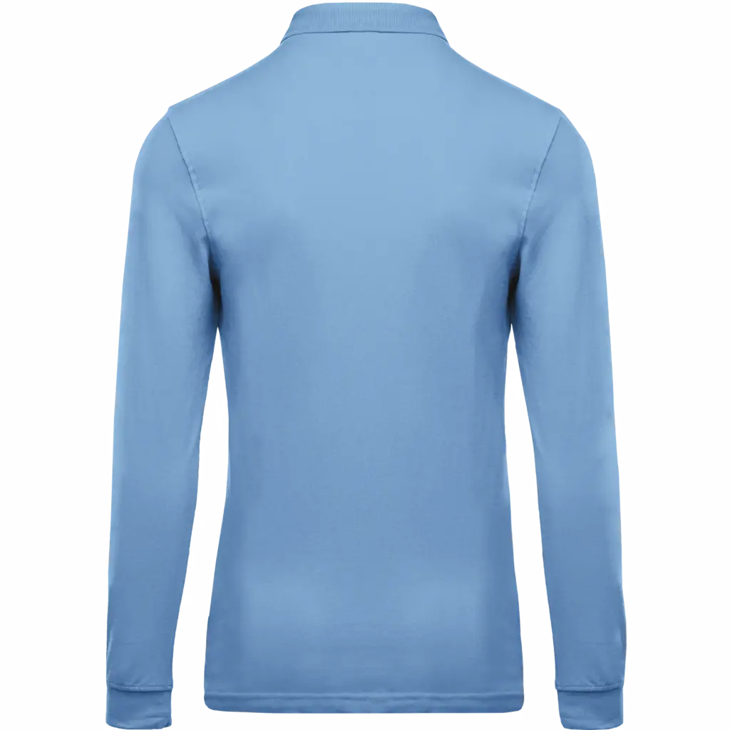 Piqué-herenpolo lange mouwen, sky blue — productfoto 38