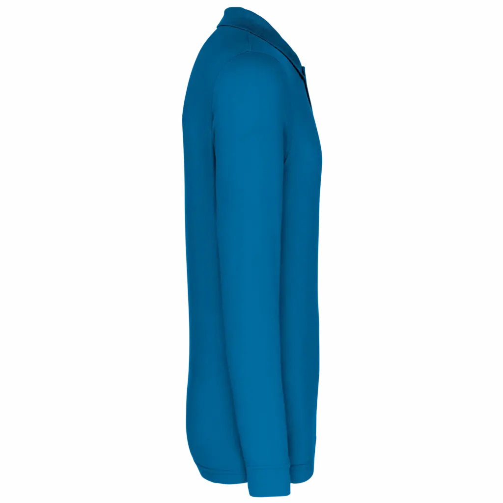 Piqué-herenpolo lange mouwen, tropical blue — productfoto 39