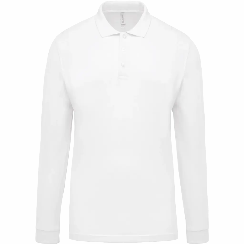 Piqué-herenpolo lange mouwen, white — productfoto 43