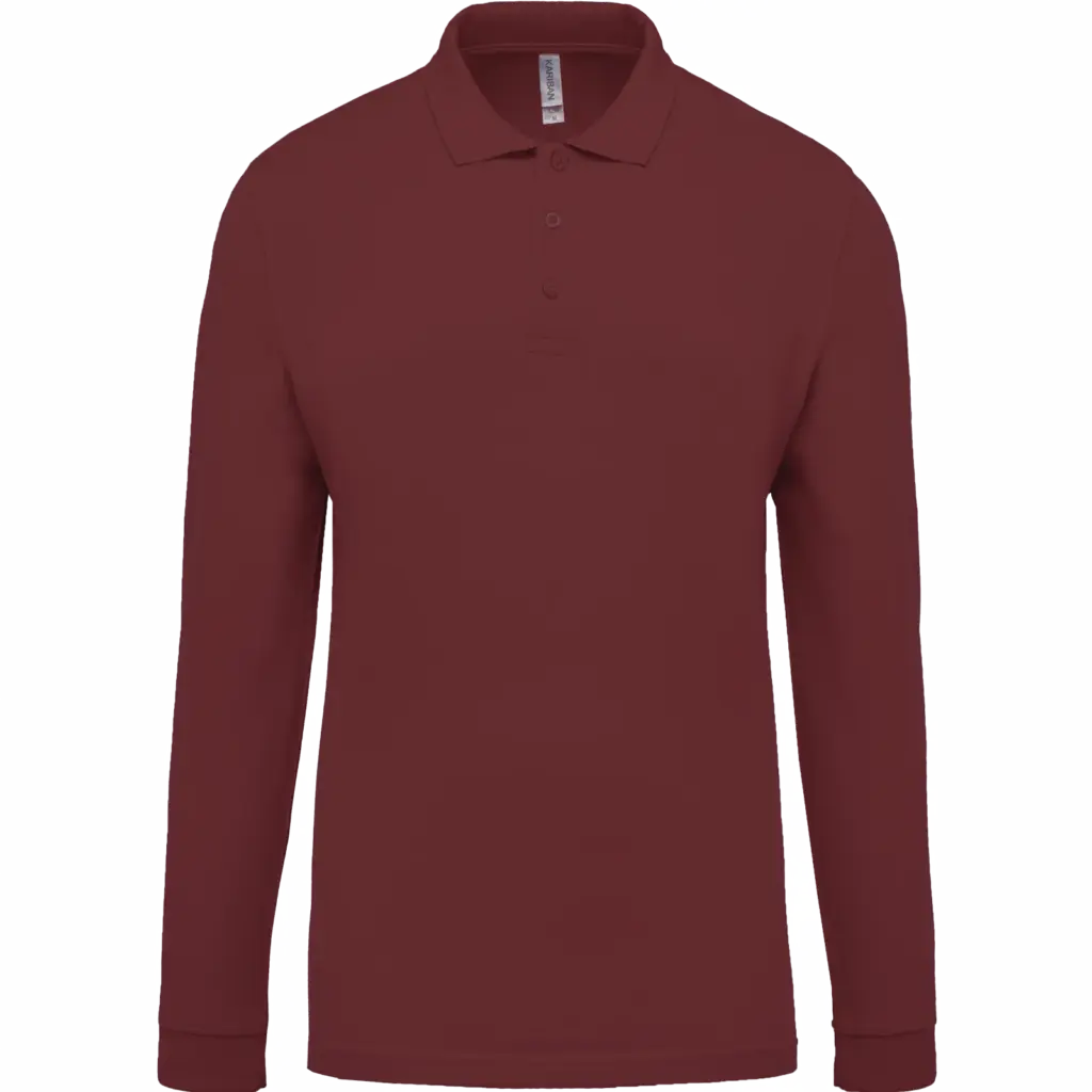Piqué-herenpolo lange mouwen, wine — productfoto 46