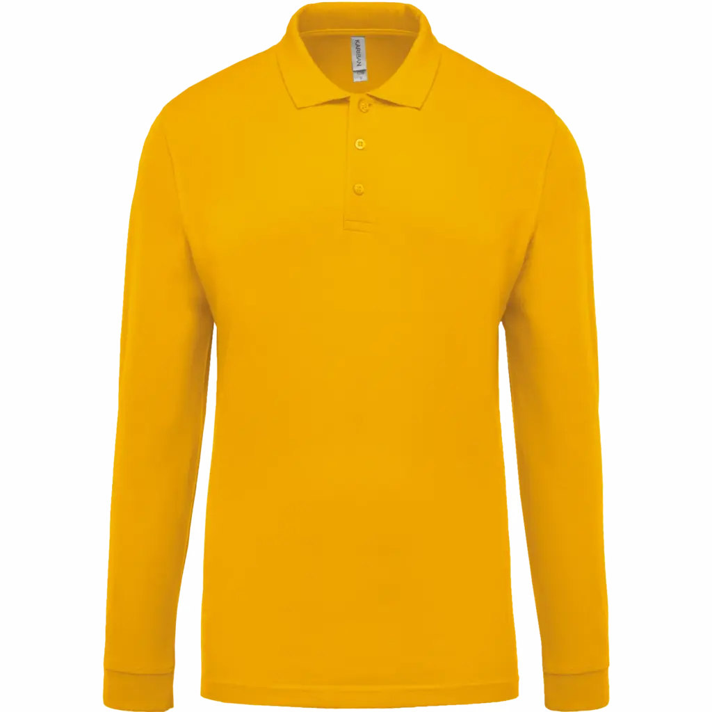 Piqué-herenpolo lange mouwen, yellow — productfoto 49