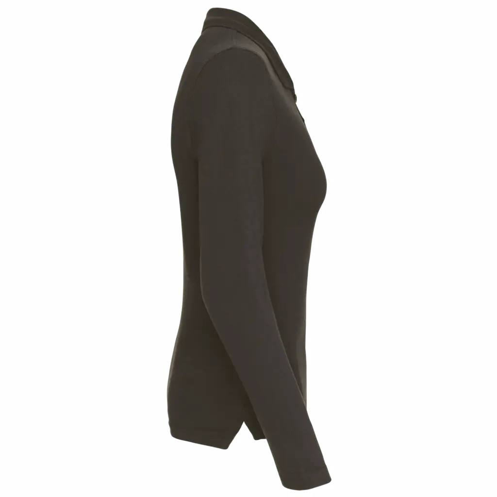 Piqué-damespolo lange mouwen, dark grey — productfoto 11