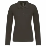 Piqué-damespolo lange mouwen, dark grey — productfoto 12