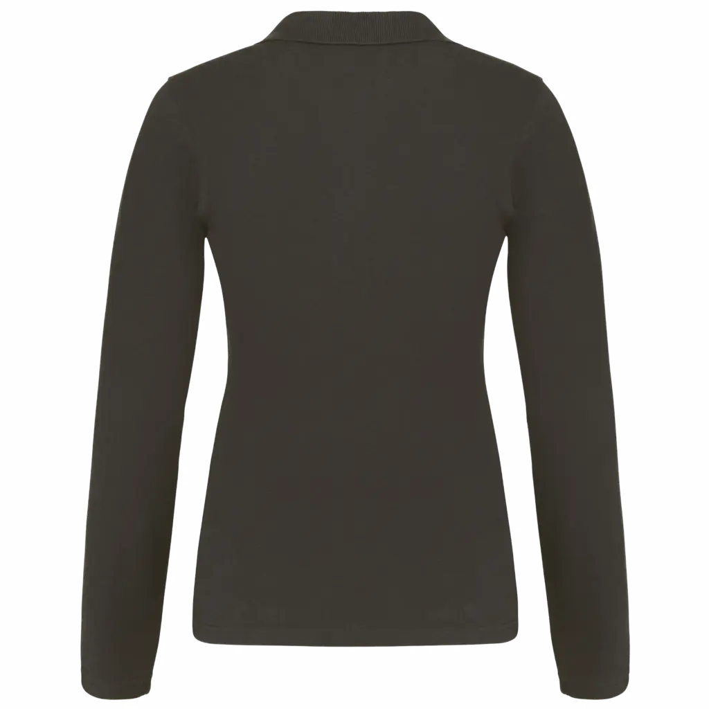 Piqué-damespolo lange mouwen, dark grey — productfoto 13