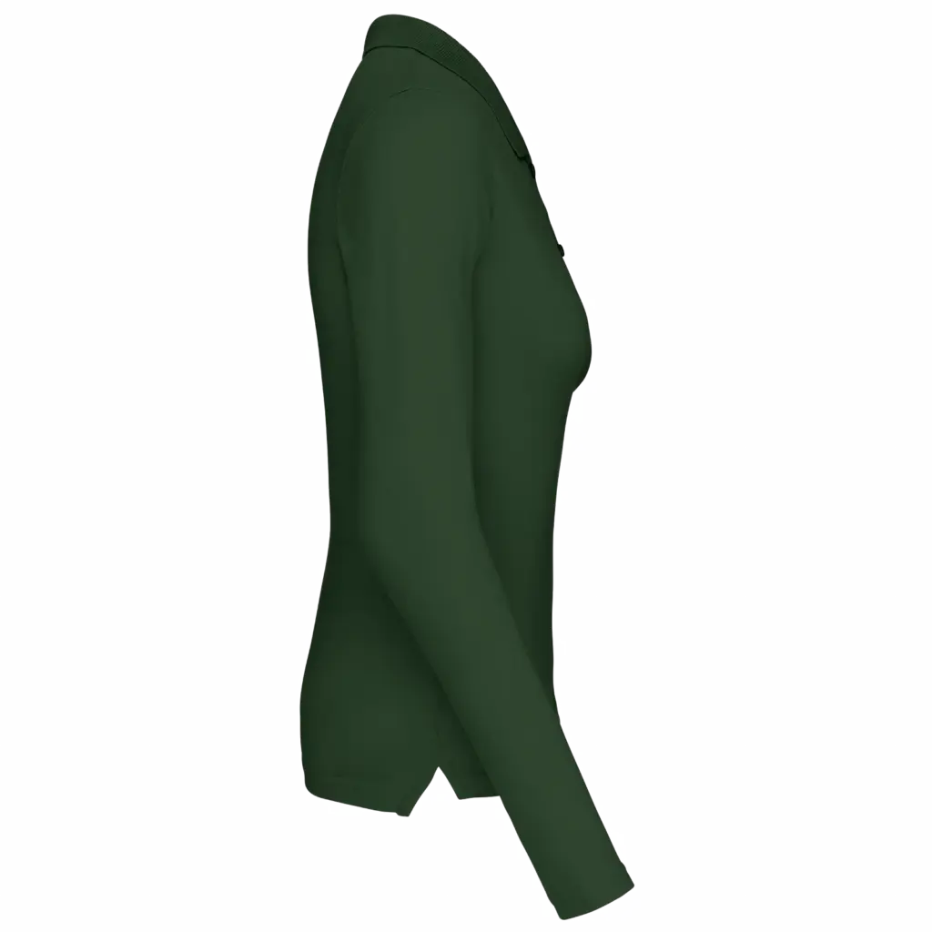 Piqué-damespolo lange mouwen, forest green — productfoto 14