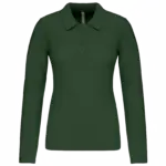 Piqué-damespolo lange mouwen, forest green — productfoto 15