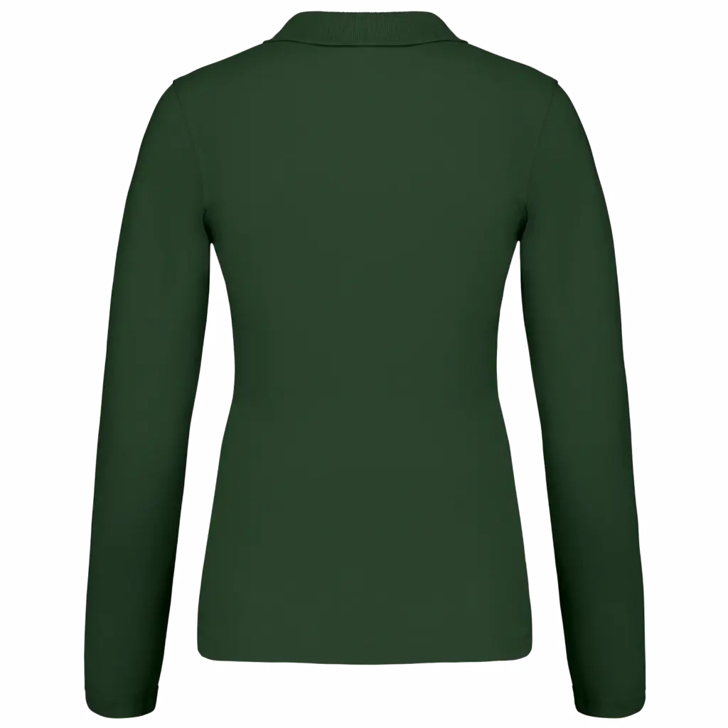 Piqué-damespolo lange mouwen, forest green — productfoto 16