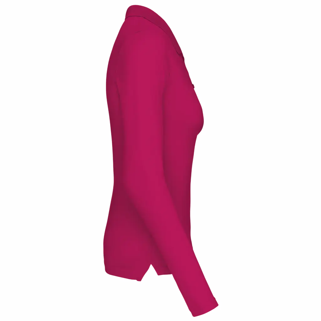 Piqué-damespolo lange mouwen, fuchsia — productfoto 17