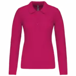 Piqué-damespolo lange mouwen, fuchsia — productfoto 18