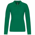 Piqué-damespolo lange mouwen, kelly green — productfoto 21