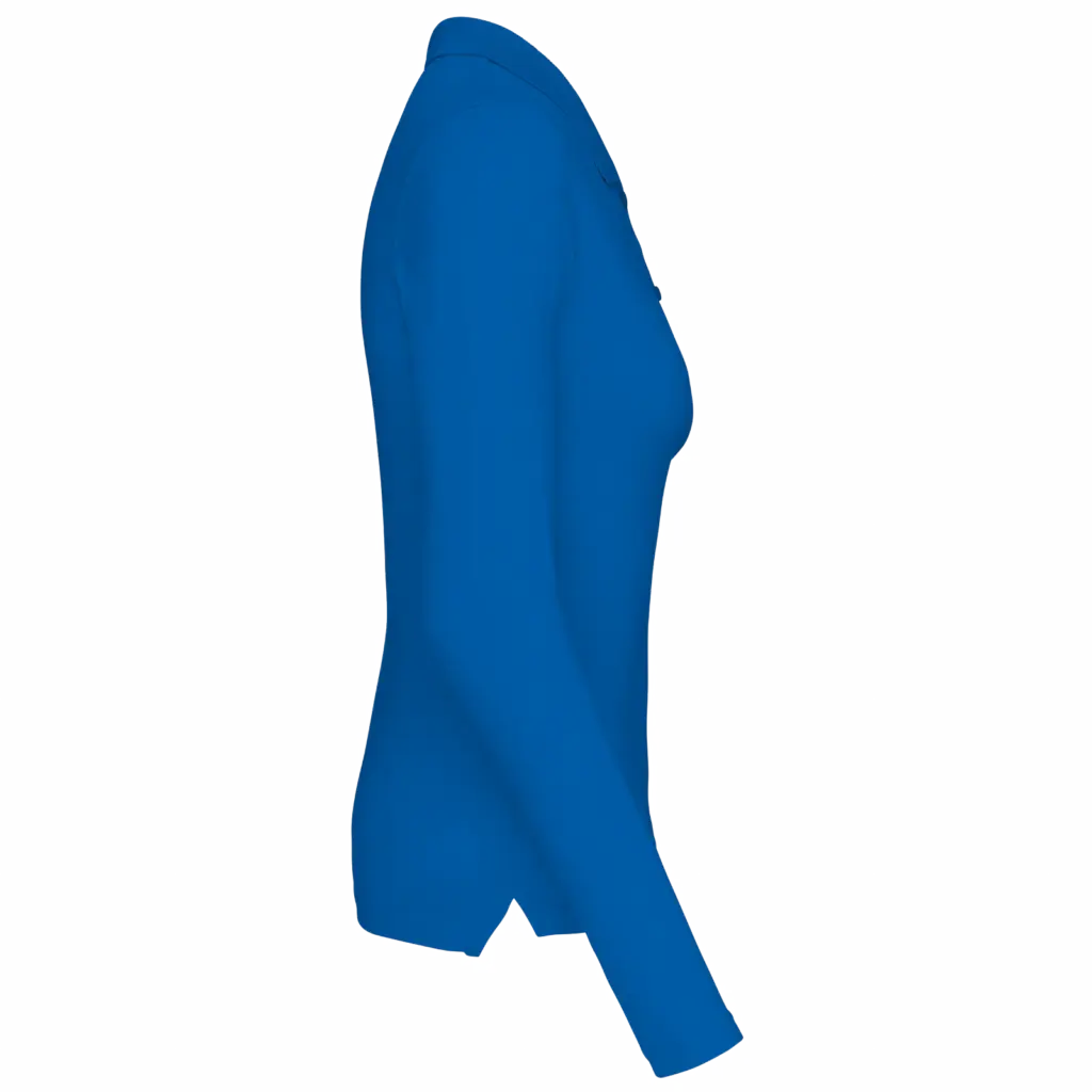 Piqué-damespolo lange mouwen, light royal blue — productfoto 23