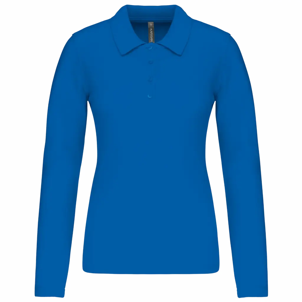 Piqué-damespolo lange mouwen, light royal blue — productfoto 24