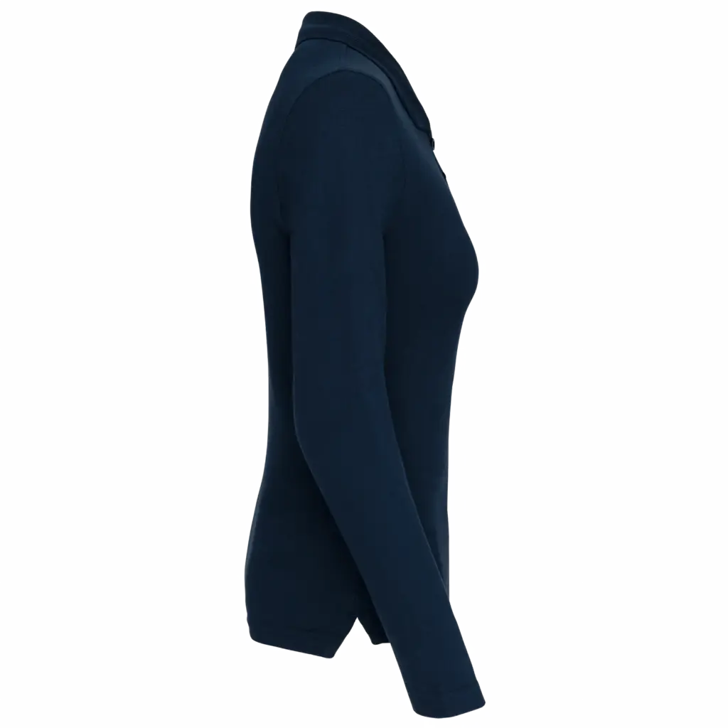Piqué-damespolo lange mouwen, navy — productfoto 26
