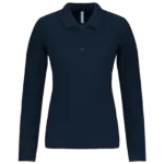 Piqué-damespolo lange mouwen, navy — productfoto 27