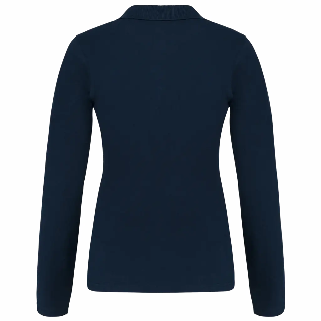 Piqué-damespolo lange mouwen, navy — productfoto 28