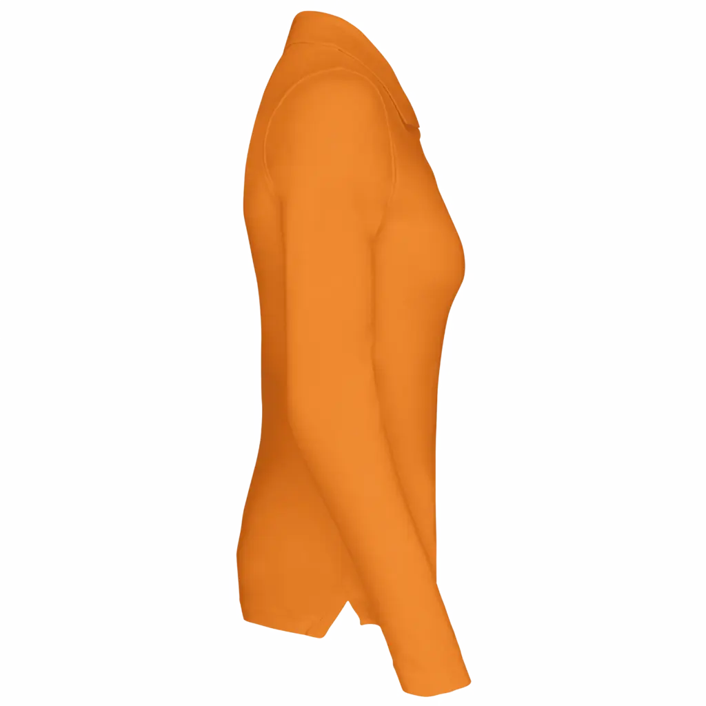 Piqué-damespolo lange mouwen, orange — productfoto 29