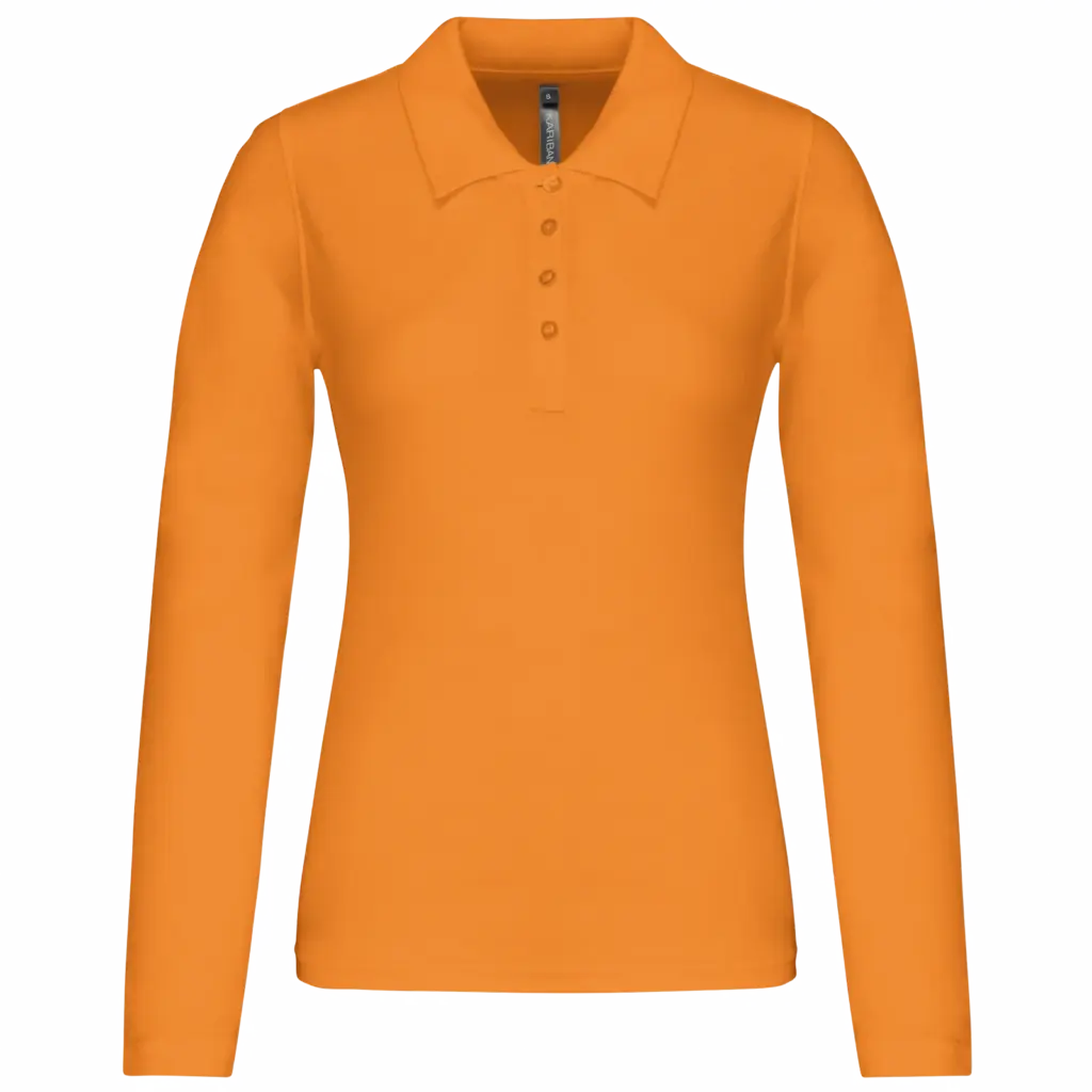 Piqué-damespolo lange mouwen, orange — productfoto 30