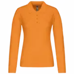 Piqué-damespolo lange mouwen, orange — productfoto 30