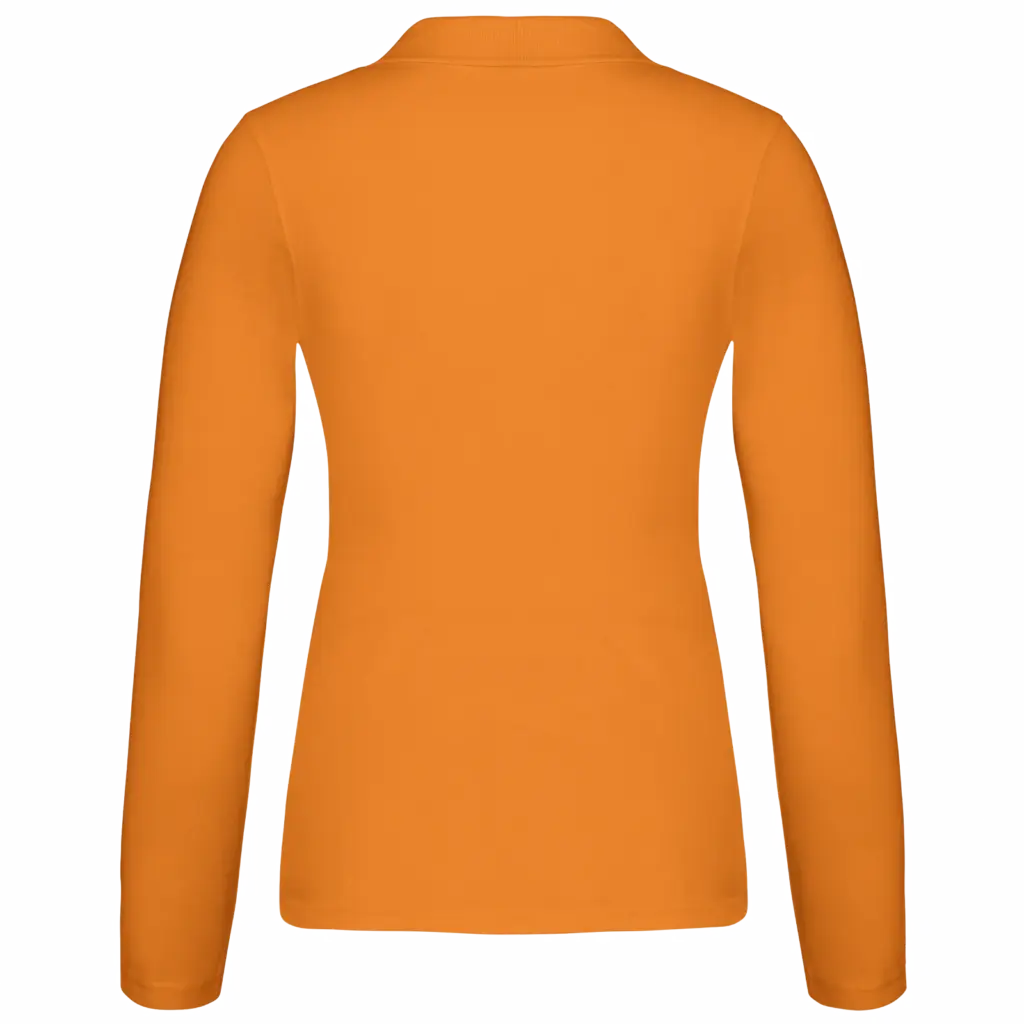 Piqué-damespolo lange mouwen, orange — productfoto 31