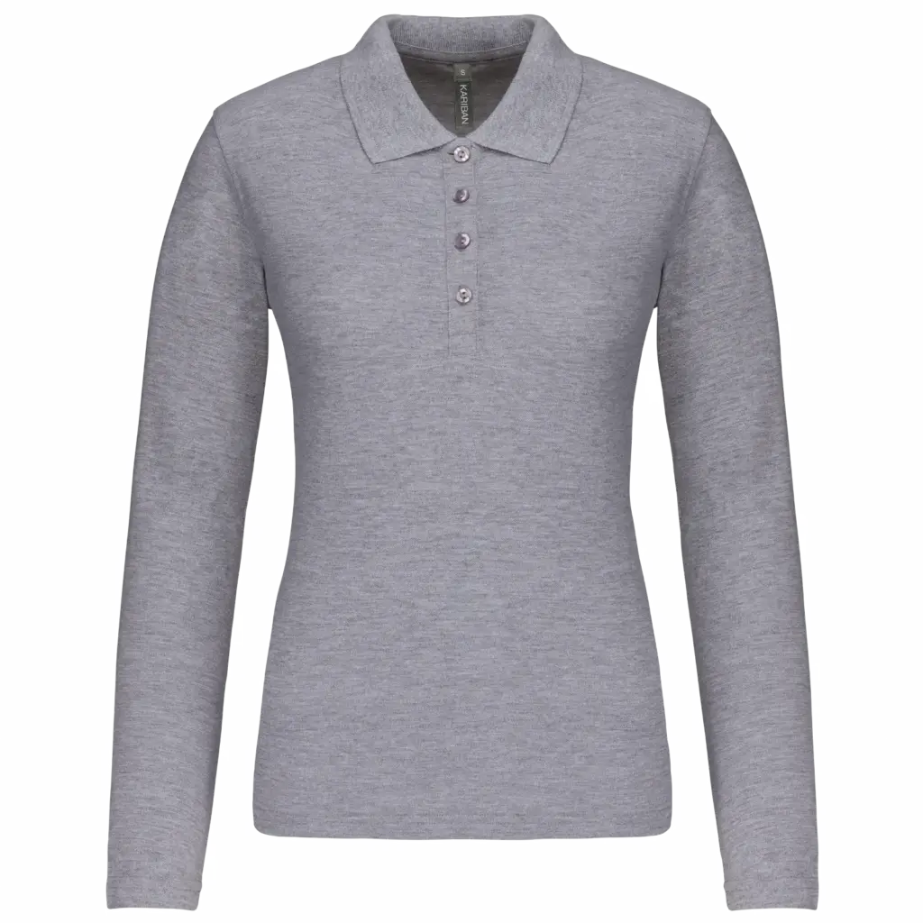 Piqué-damespolo lange mouwen, oxford grey — productfoto 33